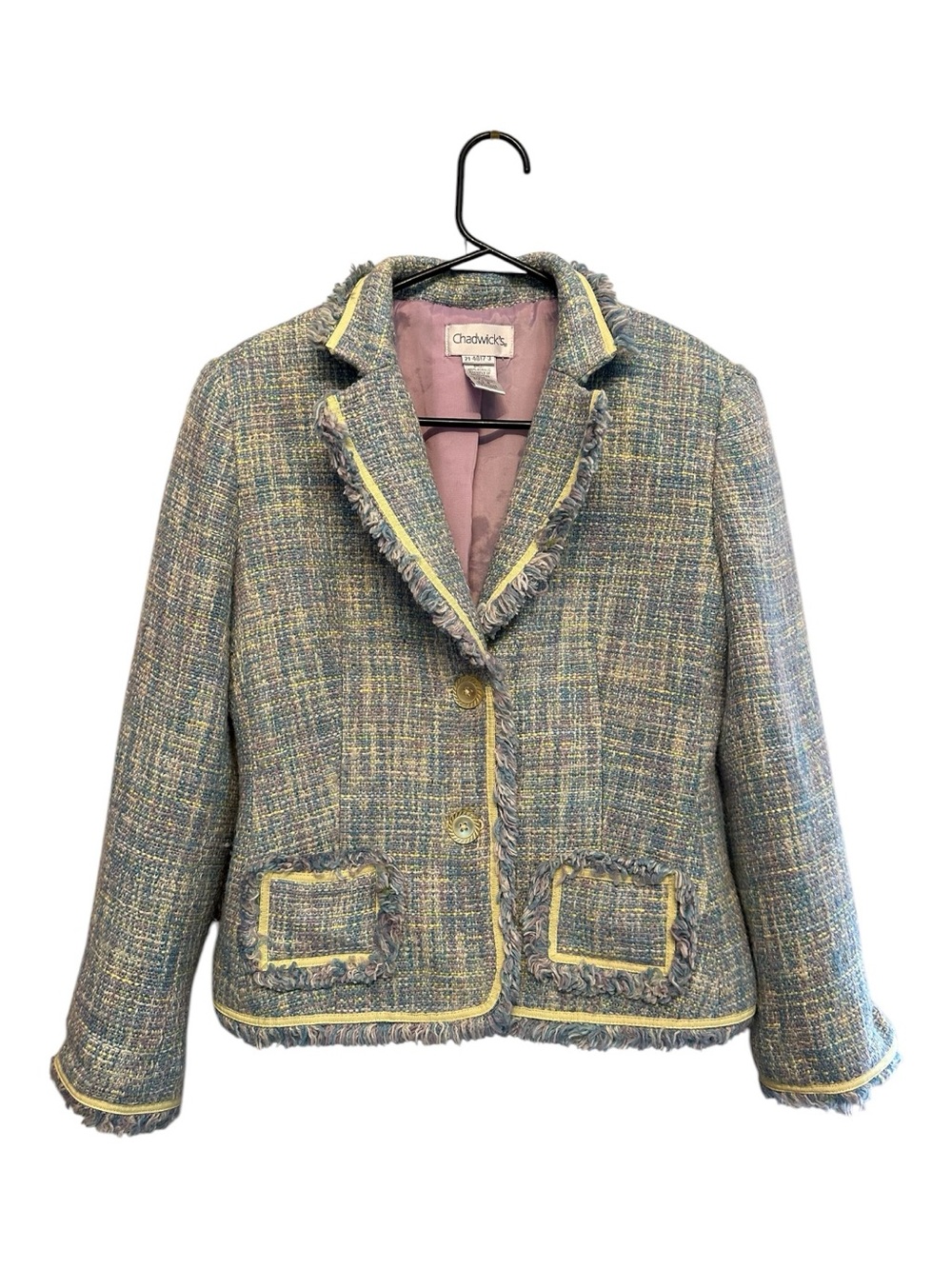 Vintage Y2K Chadwick’s Tweed Blazer Jacket - Multi-Color with Yellow Trim Sz 4